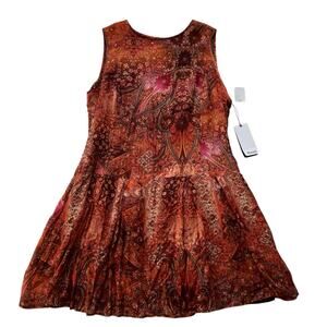 NWT Sears Basel Drop Waist Pleat Skirt Tank Dress Size 36/8 Indie Boho